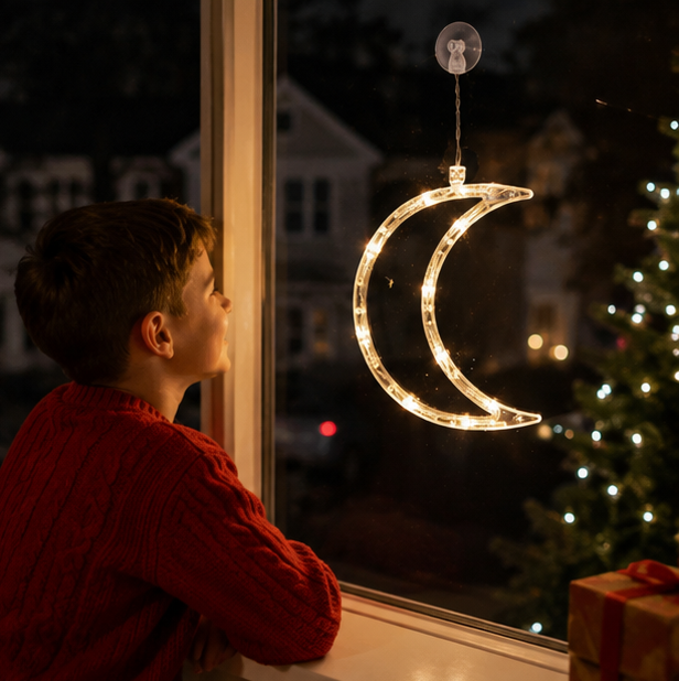 Christmas Lights Window Hangers in Nine Shapes on Batteries