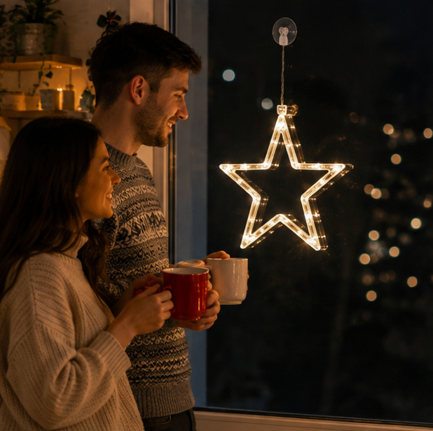 Christmas Lights Window Hangers in Nine Shapes on Batteries