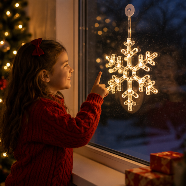 Christmas Lights Window Hangers in Nine Shapes on Batteries