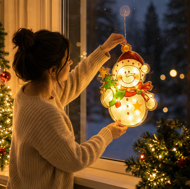 Christmas Lights Window Lamp on a Suction Cup in Six Designs