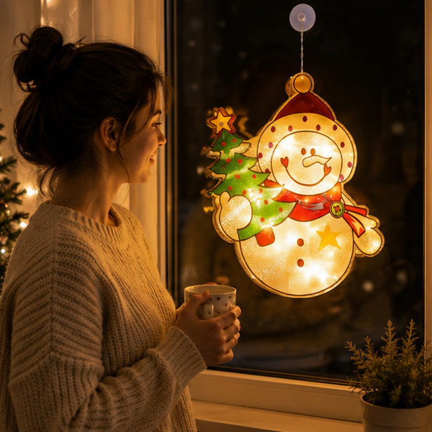 Christmas Lights Window Lamp on a Suction Cup in Six Designs