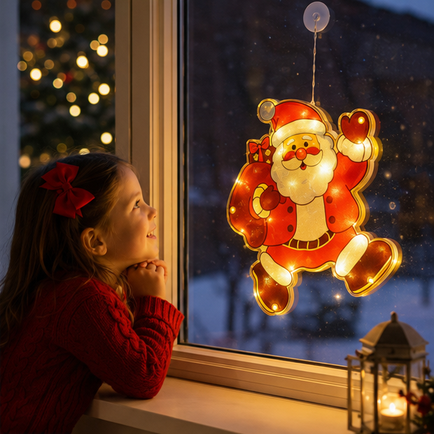 Christmas Lights Window Lamp on a Suction Cup in Six Designs