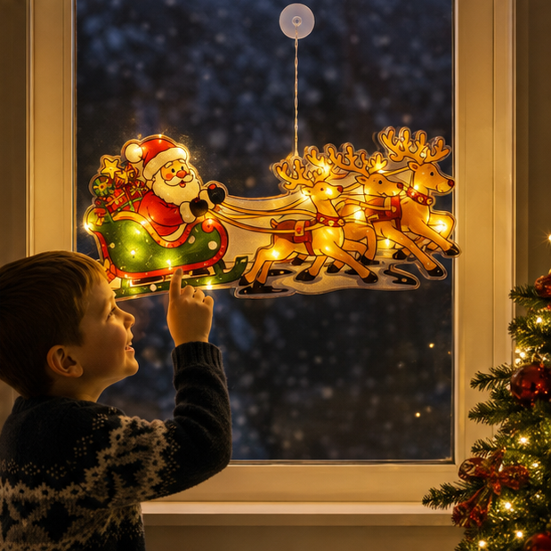 Christmas Lights Window Lamp on a Suction Cup in Six Designs