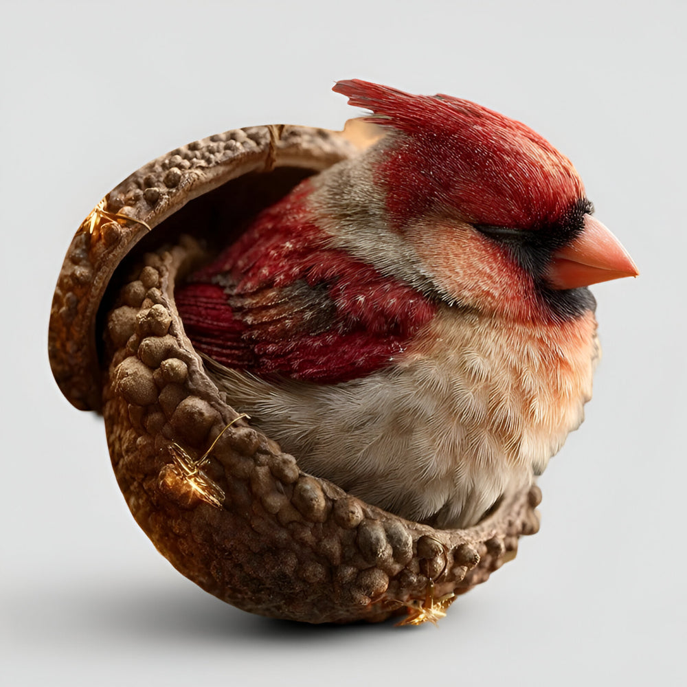 Christmas Ornaments Acorn Houses with Animals Resting Inside