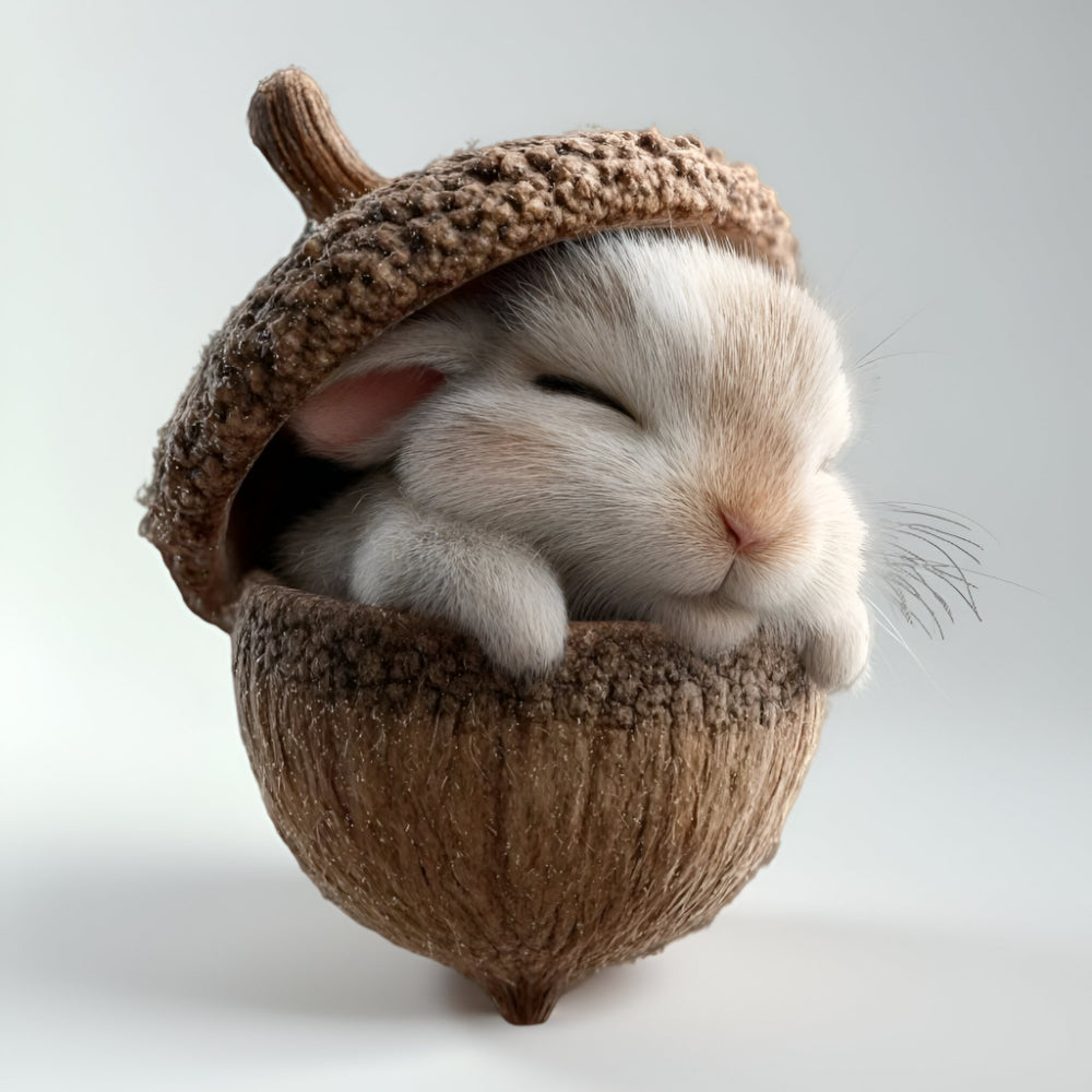 Christmas Ornaments Acorn Houses with Animals Resting Inside