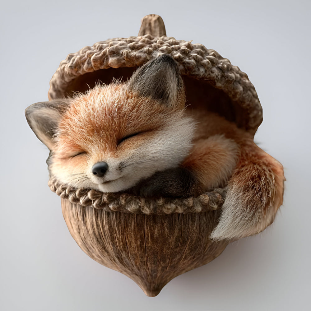 Christmas Ornaments Acorn Houses with Animals Resting Inside
