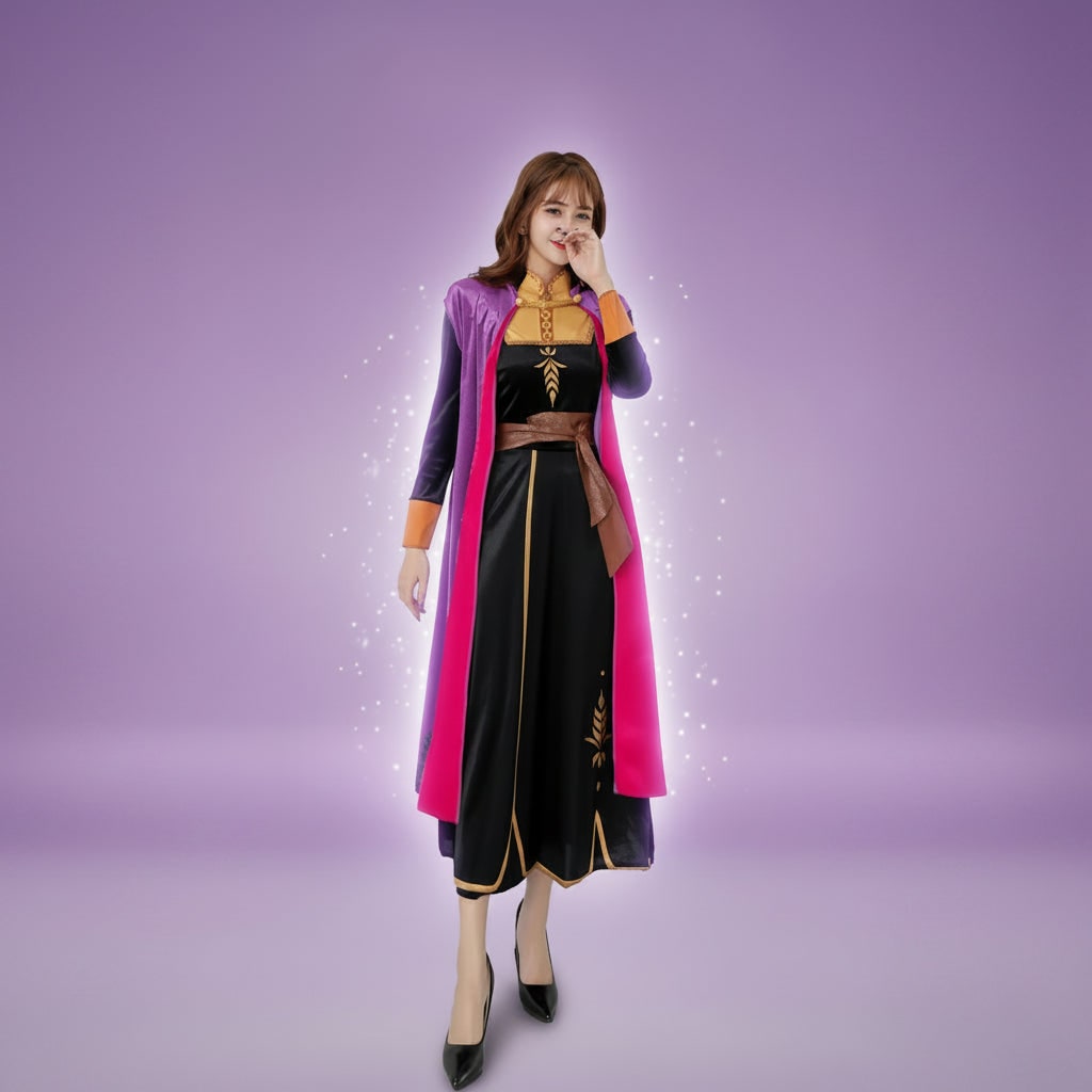 Adult Halloween Princess Costume Dress with Cape Mandarin Collar and Wheat Embroidery