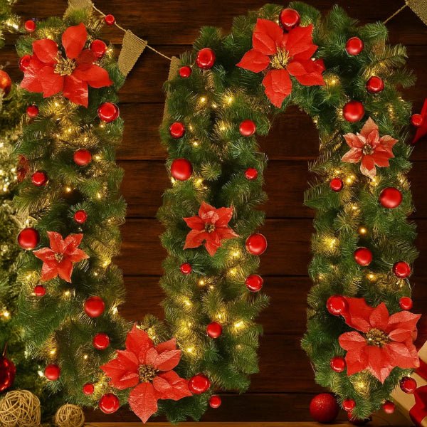 Christmas Lights Garland Rattan 2.7 m with a Warm White Glow