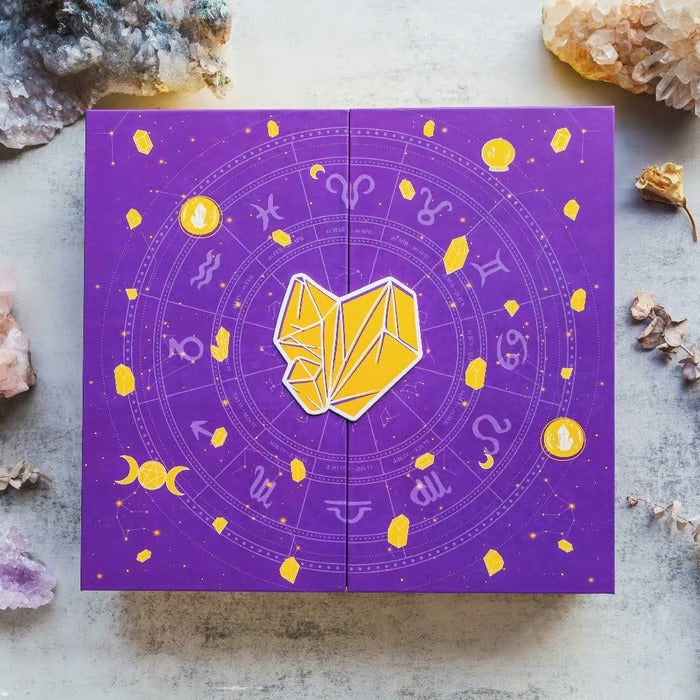 Advent Calendar Crystals with 24 Gemstones Behind Numbered Doors