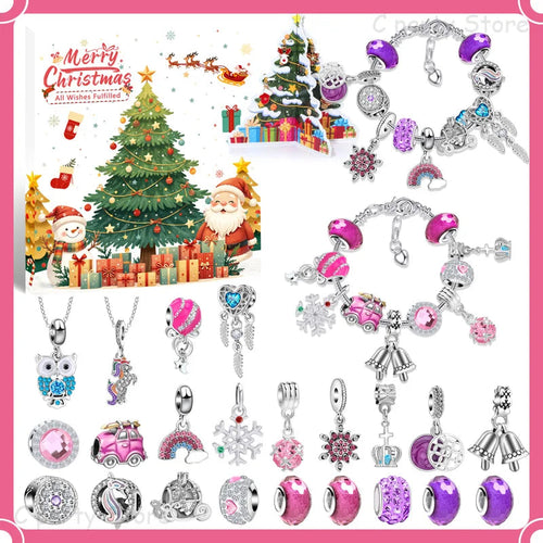 Advent Calendar Bracelet with Crystal Charms for 24 Days