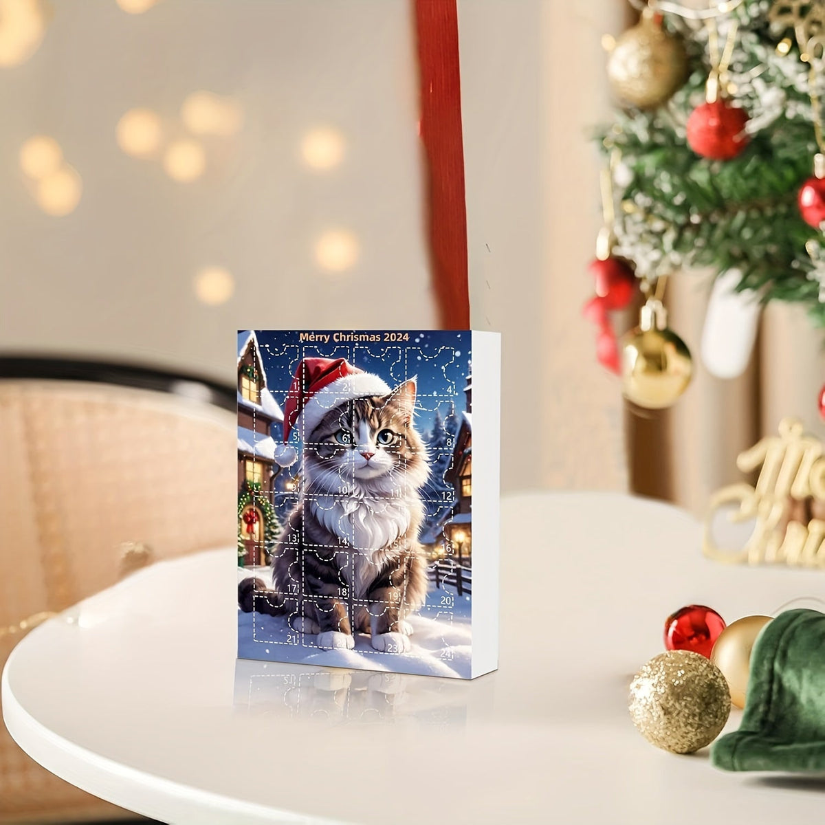 Advent Calendar Cat Pendants with 24 Acrylic Charms to Hang