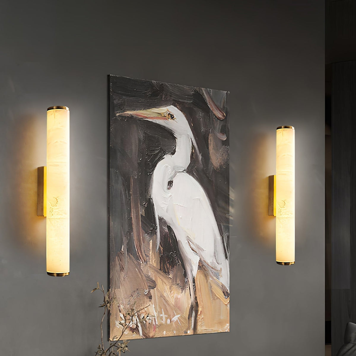 Office Lamp Marble Effect Wall Light LED with Copper Detail for a Minimalist Study Desk
