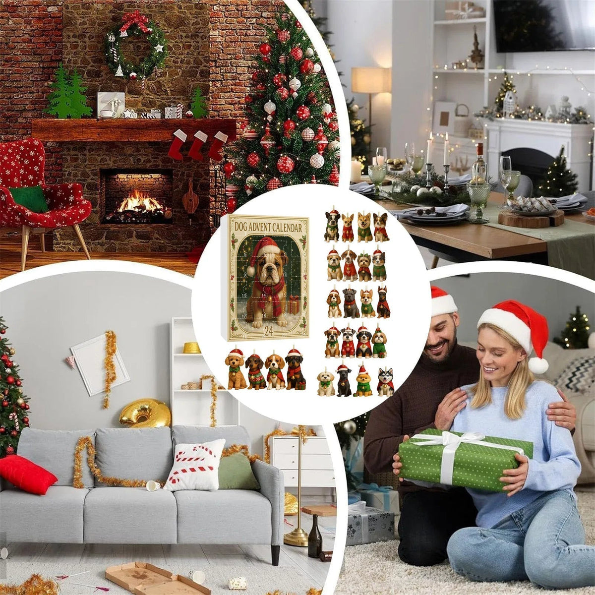 Advent Calendar Dog Figurines in Festive Dress Across 24 Days