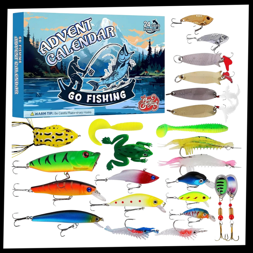 Advent Calendar Fishing Tackle Behind Each of the Doors