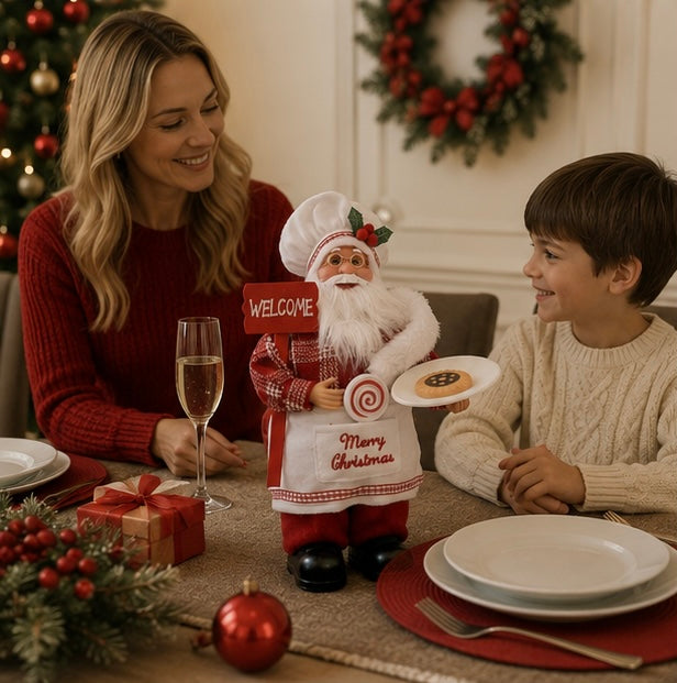 Christmas Decorations Chef Santa Figurine for a Kitchen Counter