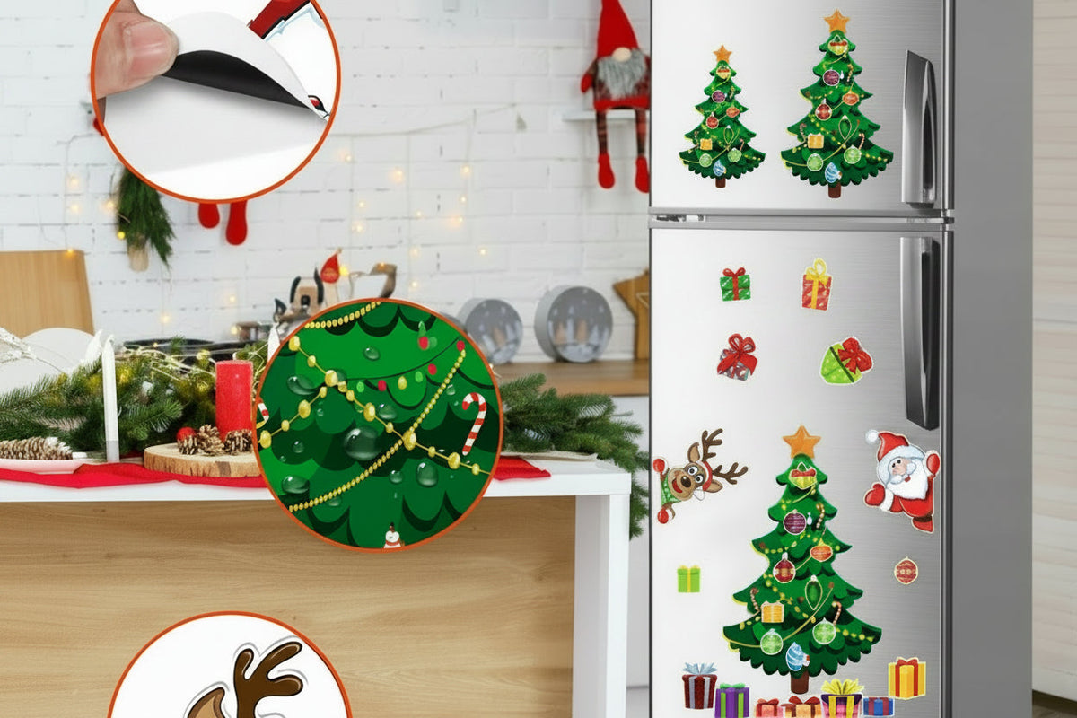 Christmas Decorations Magnetic Set for the Fridge with Santa and Reindeer