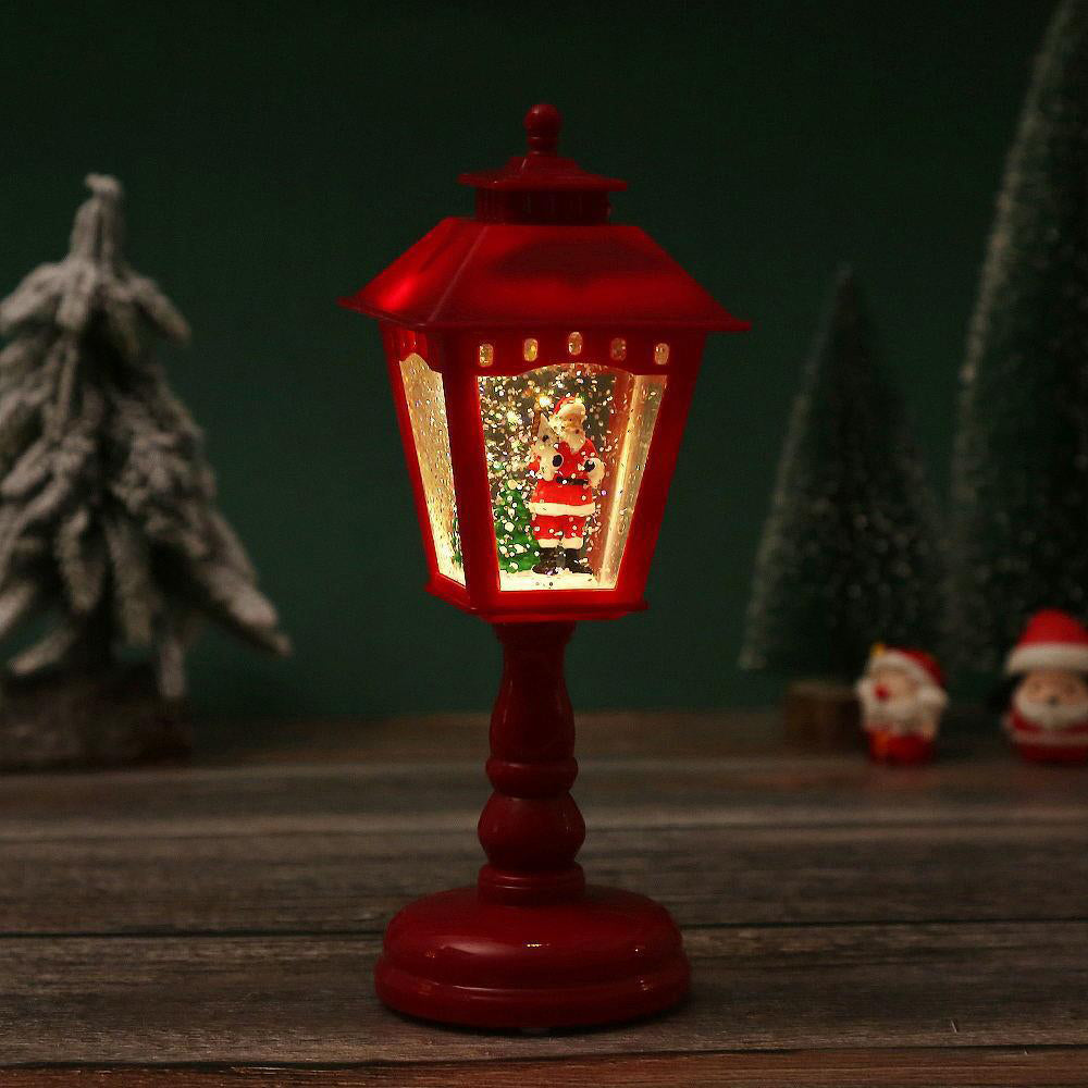 Christmas Lights Lit Globe with Santa and Snowman in Three Colours