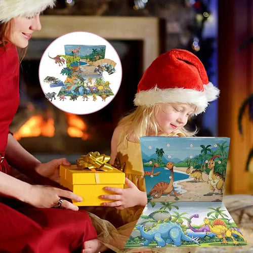 Advent Calendar Dinosaur Interactive with Bright Decorations
