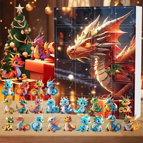 Advent Calendar Dragons with 24 Colourful Pendants