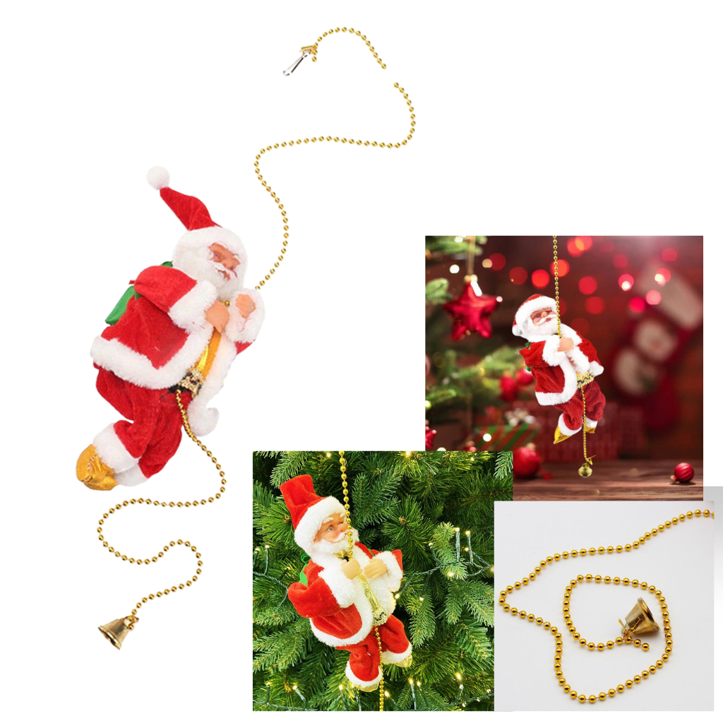 Christmas Decorations Climbing Santa Electric Rope Toy with Quiet Motor