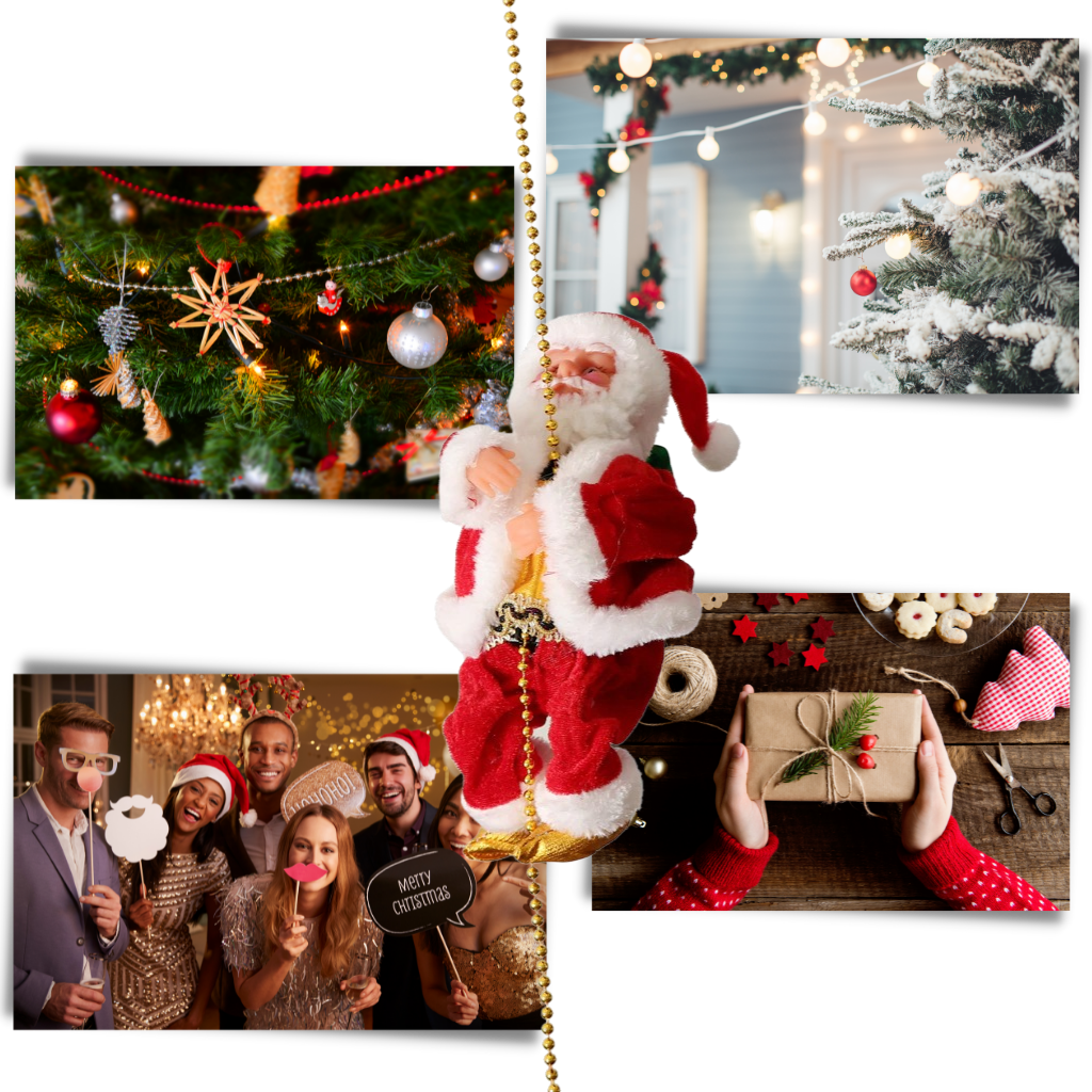 Christmas Decorations Climbing Santa Electric Rope Toy with Quiet Motor