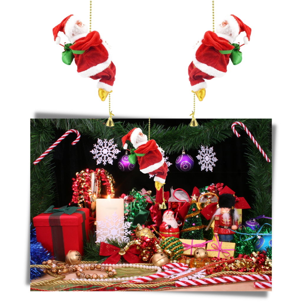 Christmas Decorations Climbing Santa Electric Rope Toy with Quiet Motor
