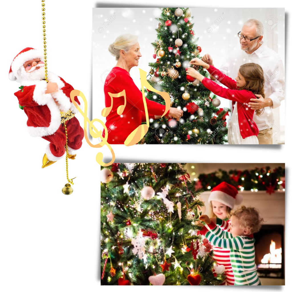 Christmas Decorations Climbing Santa Electric Rope Toy with Quiet Motor
