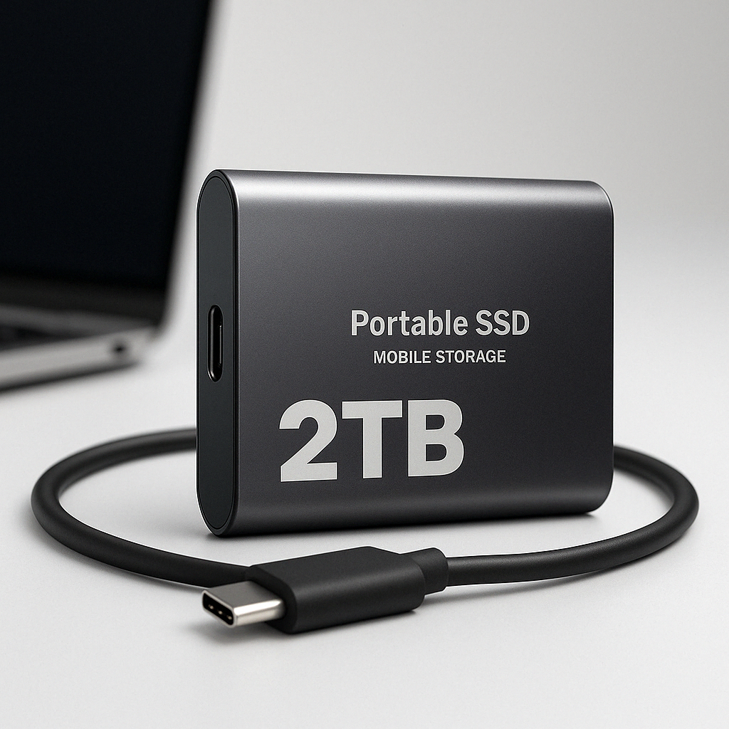 External SSD Portable Solid State Drive with USB-C for Laptop and PC File Transfer