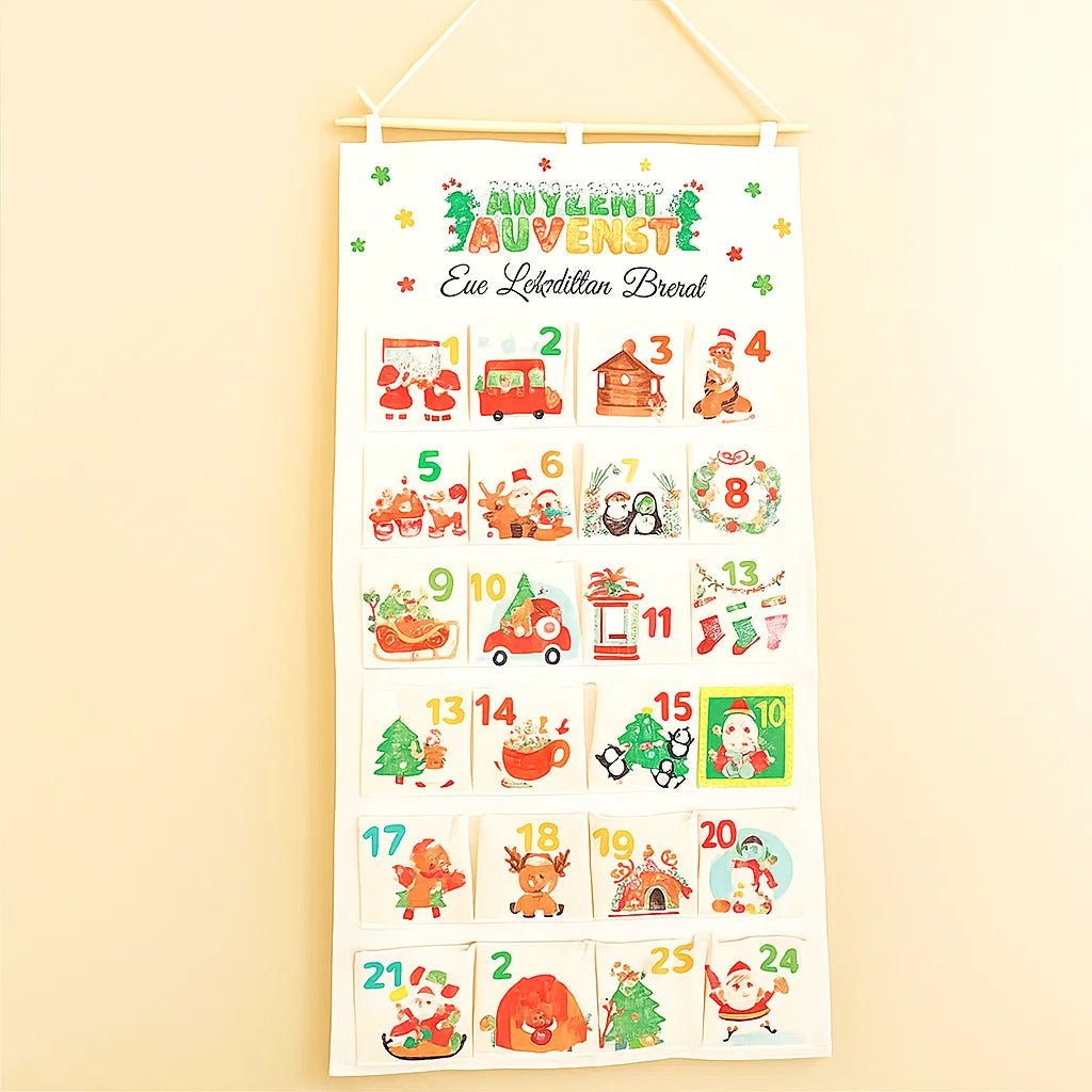 Advent Calendar Fabric Reusable with 24 Pockets and an Integrated Hanger