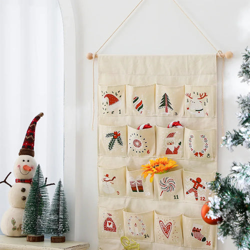Advent Calendar Canvas Bags as a Hanging Wall Decoration