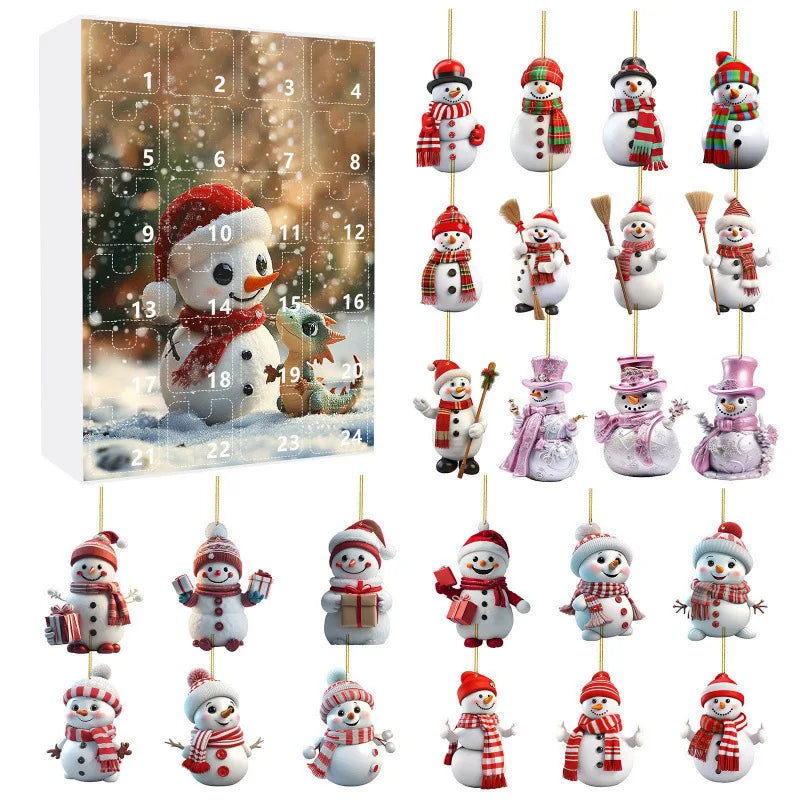 Advent Calendar Snowman with 24 Daily Ornament Surprises