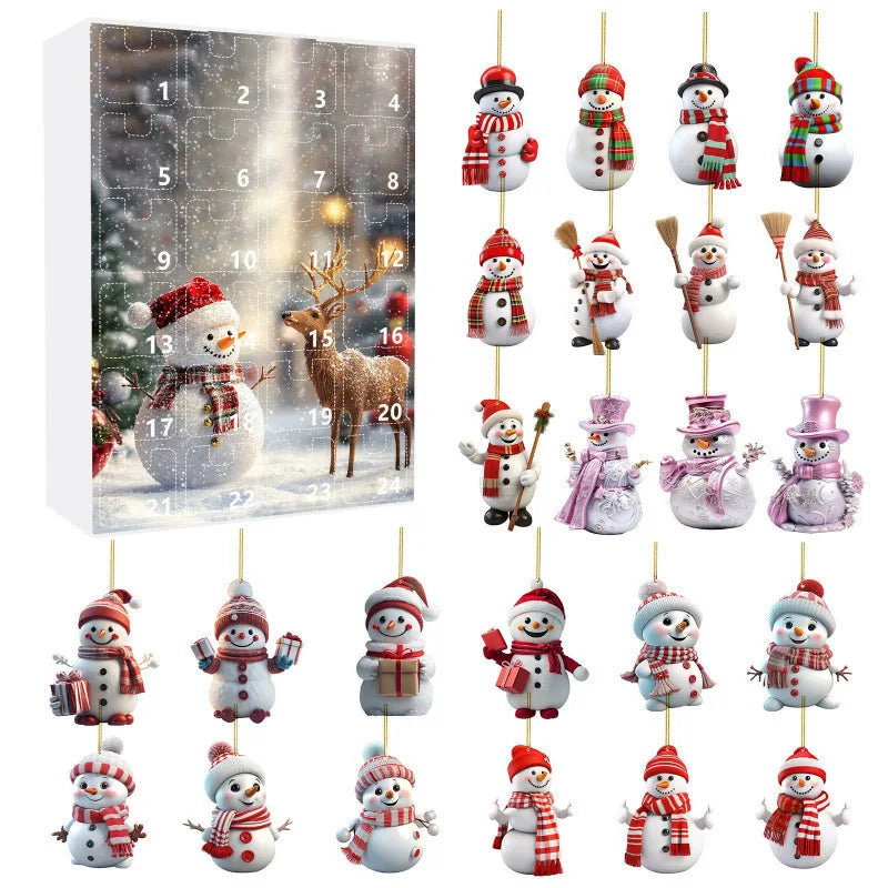 Advent Calendar Snowman Ornaments with 24 Surprises