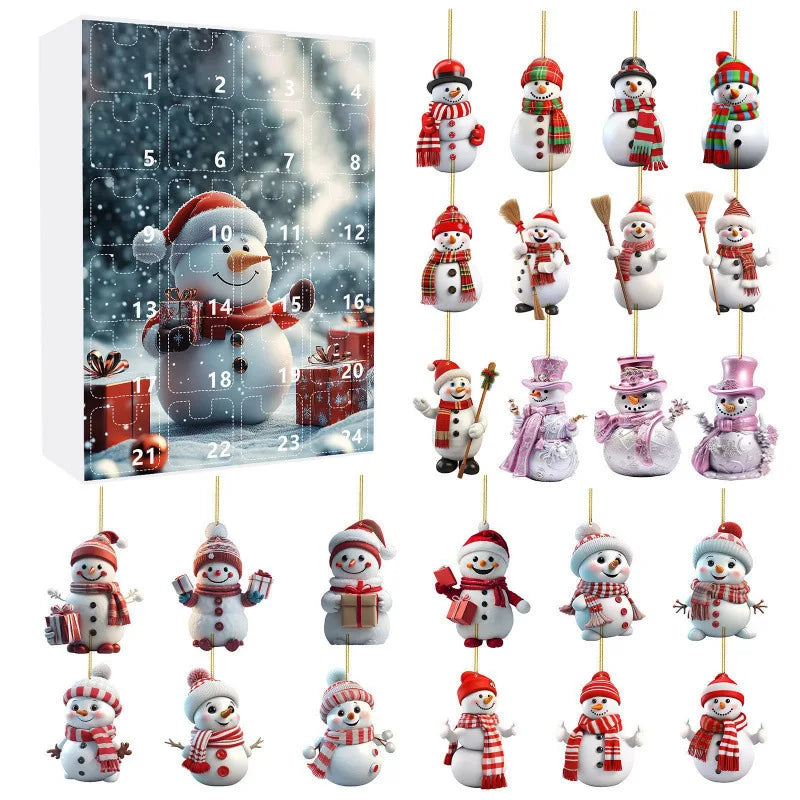 Advent Calendar Snowman Ornaments with 24 Surprises