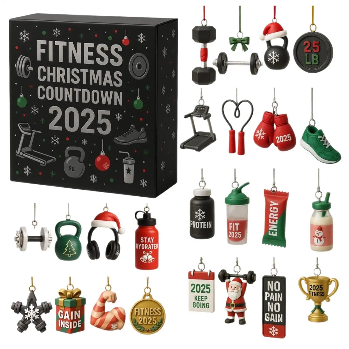 Advent Calendar Fitness with 24 Acrylic Workout Decorations