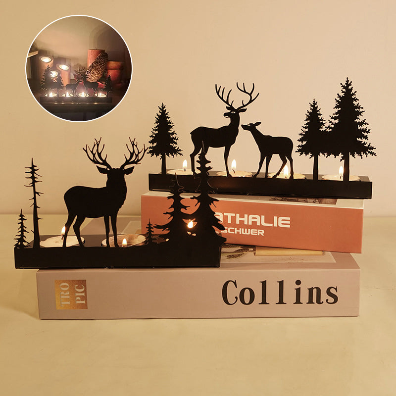 Christmas Decorations Reindeer Tealight Holder in Iron Handmade