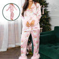 Christmas Pajamas Santa Print in Satin from Small to 2XL