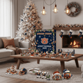 Advent Calendar with 25 Numbered Compartments Behind Festive Doors