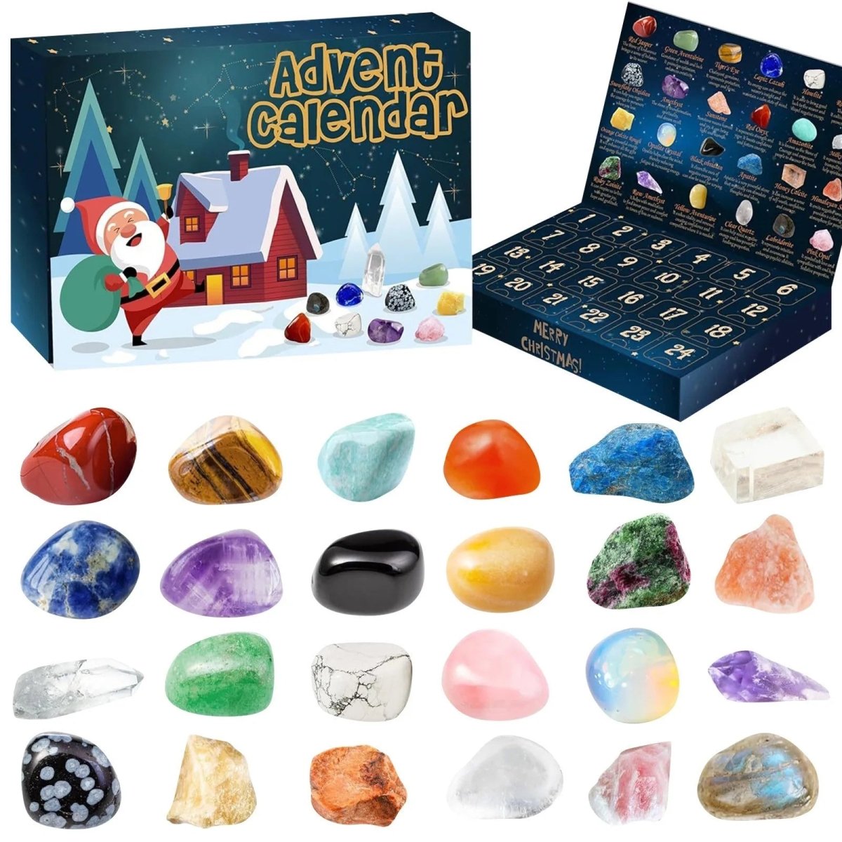 Advent Calendar Natural Stones with 24 Selected Minerals