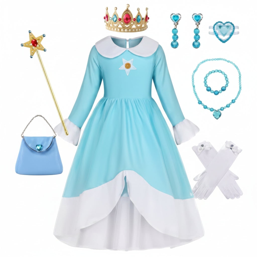Princess Halloween Costume for Girls with Star Emblem and High-Low Tulle Hem