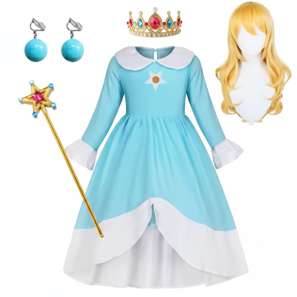 Princess Halloween Costume for Girls with Star Emblem and High-Low Tulle Hem