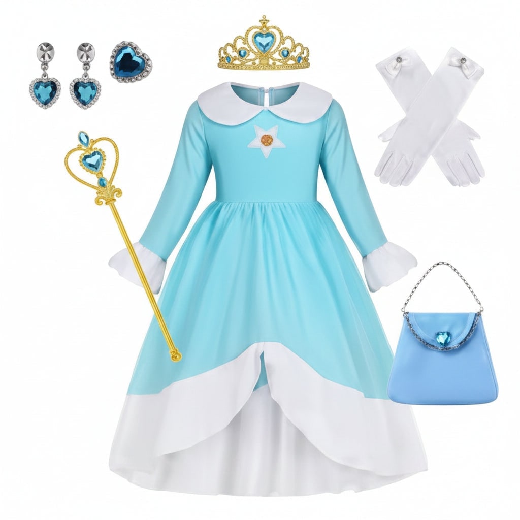 Princess Halloween Costume for Girls with Star Emblem and High-Low Tulle Hem