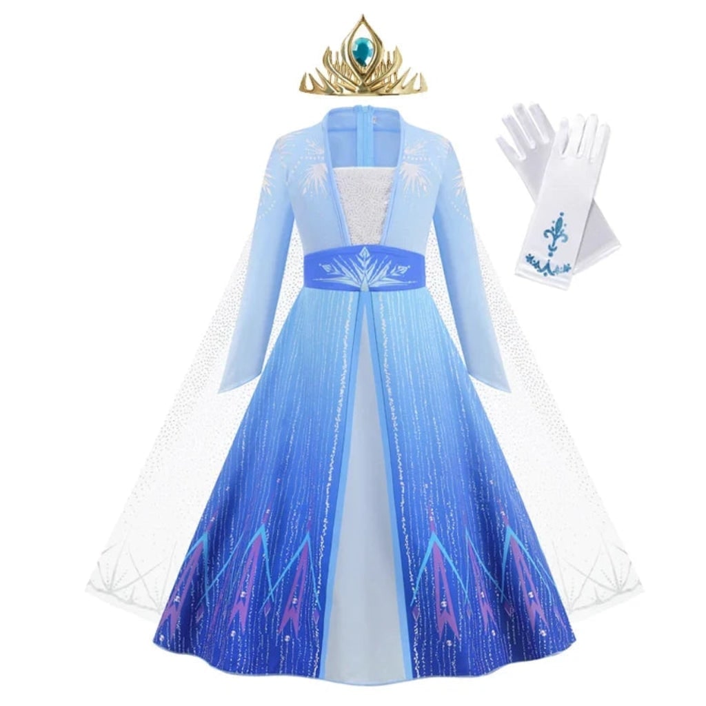 Princess Costume Dress with Sequined Bodice and Flowing Split Front Skirt