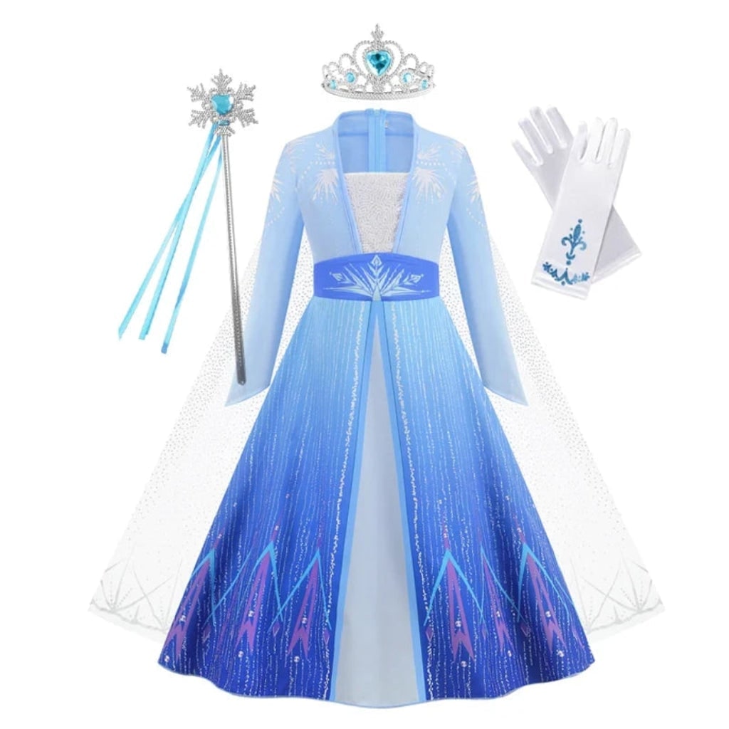 Princess Costume Dress with Sequined Bodice and Flowing Split Front Skirt