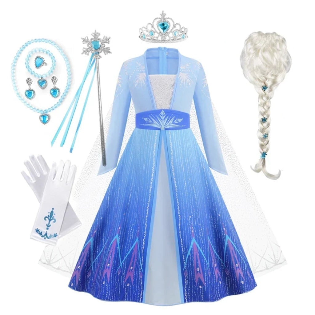 Princess Costume Dress with Sequined Bodice and Flowing Split Front Skirt