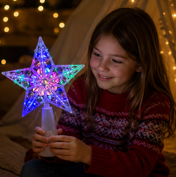 Christmas Lights Star Pendant Lit for a Branch or a Treetop