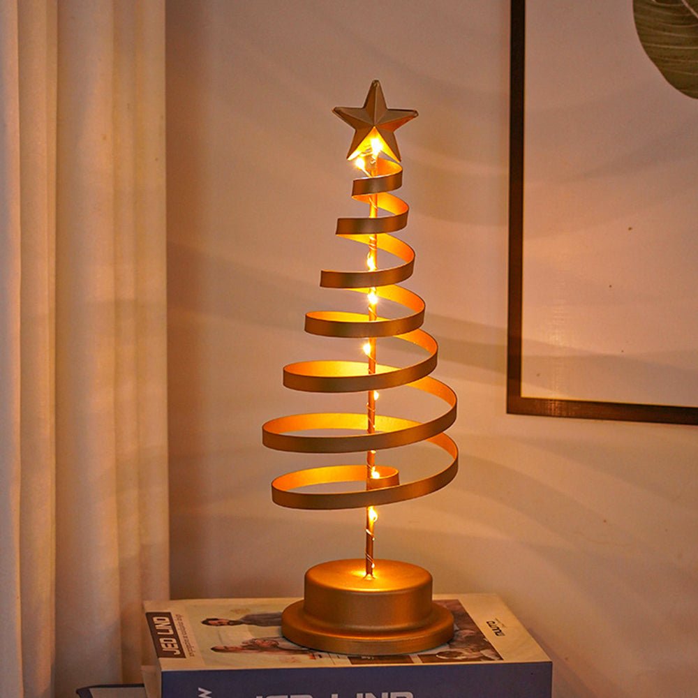 Christmas Tree Star Topped Spiral LED 33 cm in Gold or White