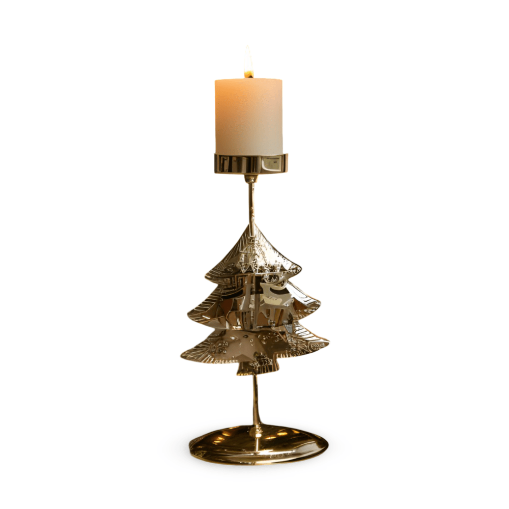 Christmas Candle Holder in Vintage Gold with Six Motifs