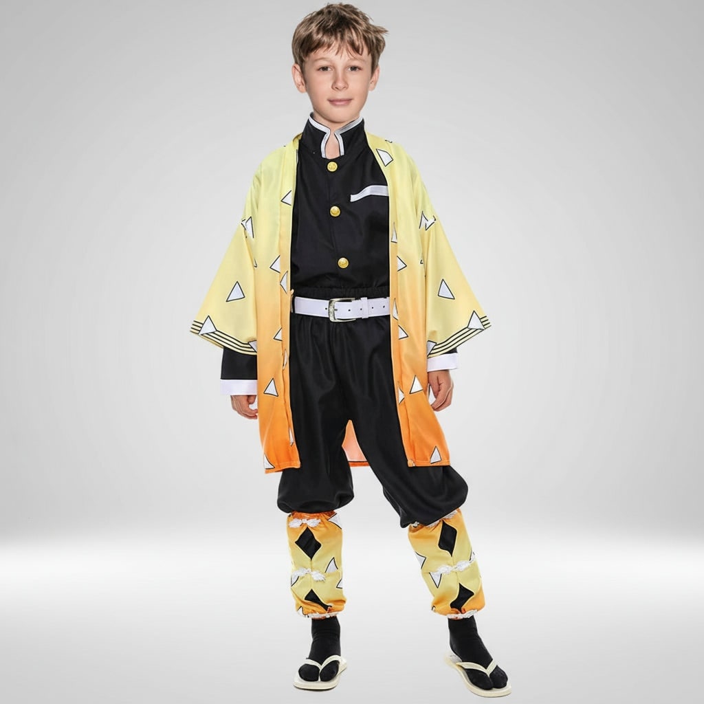 Halloween Costumes for Kids with Anime Cosplay Demon Jacket Cropped Pants and Leg Wraps