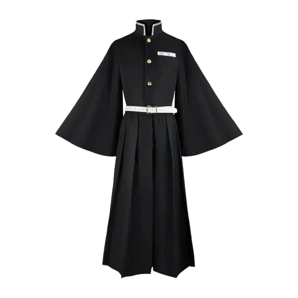 Anime Cosplay Outfits for Halloween with Mandarin Collar Wide Sleeves and Pleated Hakama Pants