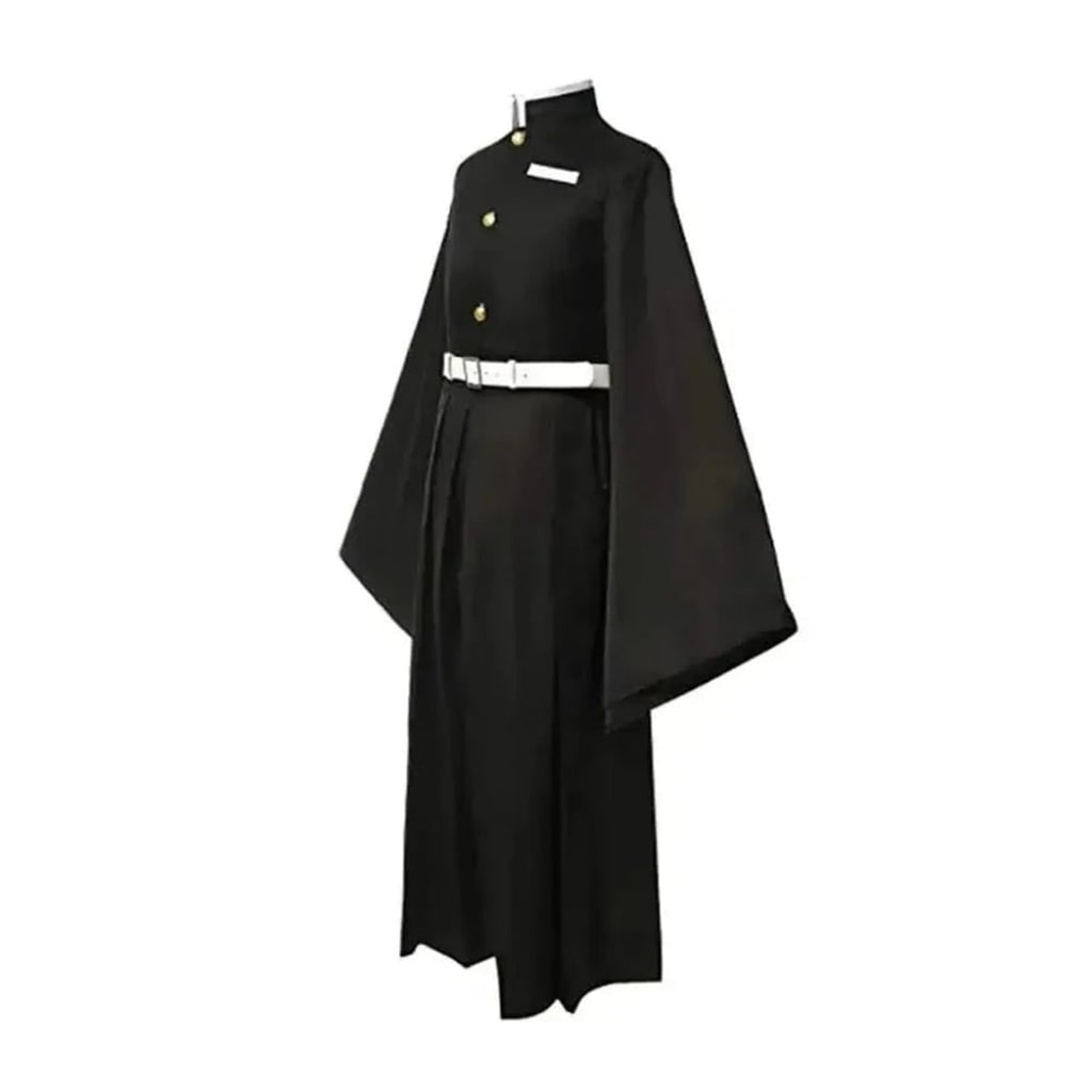 Anime Cosplay Outfits for Halloween with Mandarin Collar Wide Sleeves and Pleated Hakama Pants